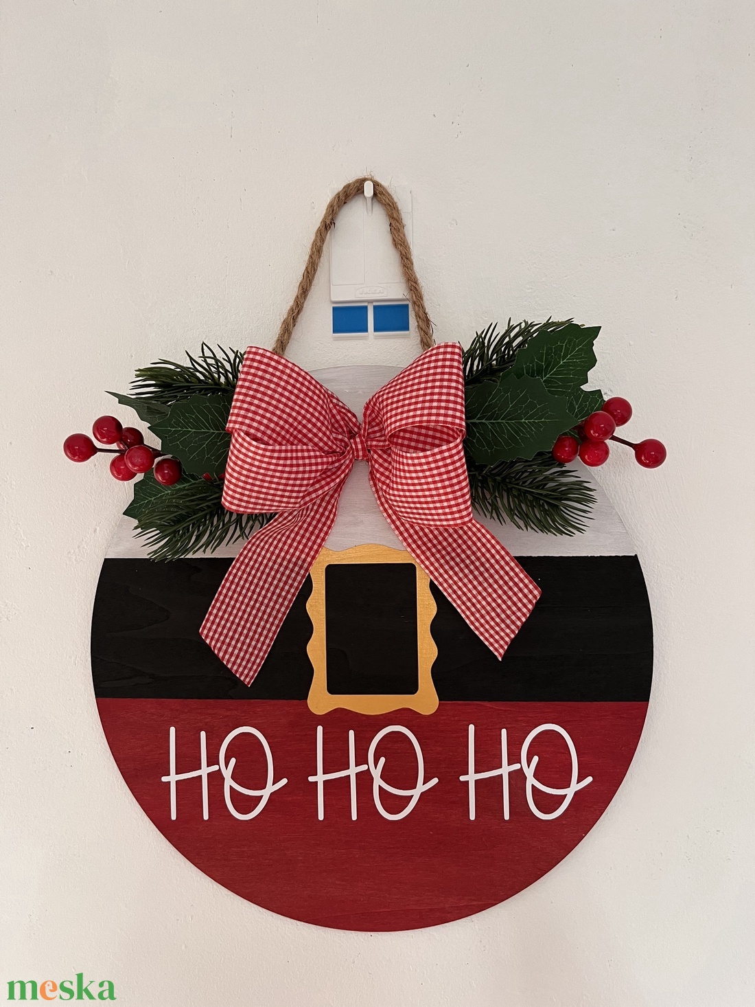Ho-ho-ho karácsonyi ajtódísz  - karácsony - adventi díszek - adventi ajtódísz - Meska.hu