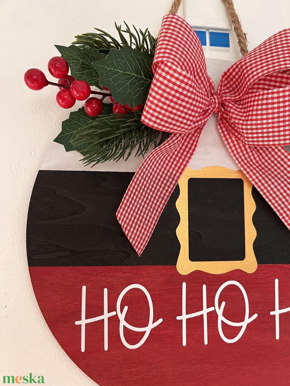 Ho-ho-ho karácsonyi ajtódísz  - karácsony - adventi díszek - adventi ajtódísz - Meska.hu