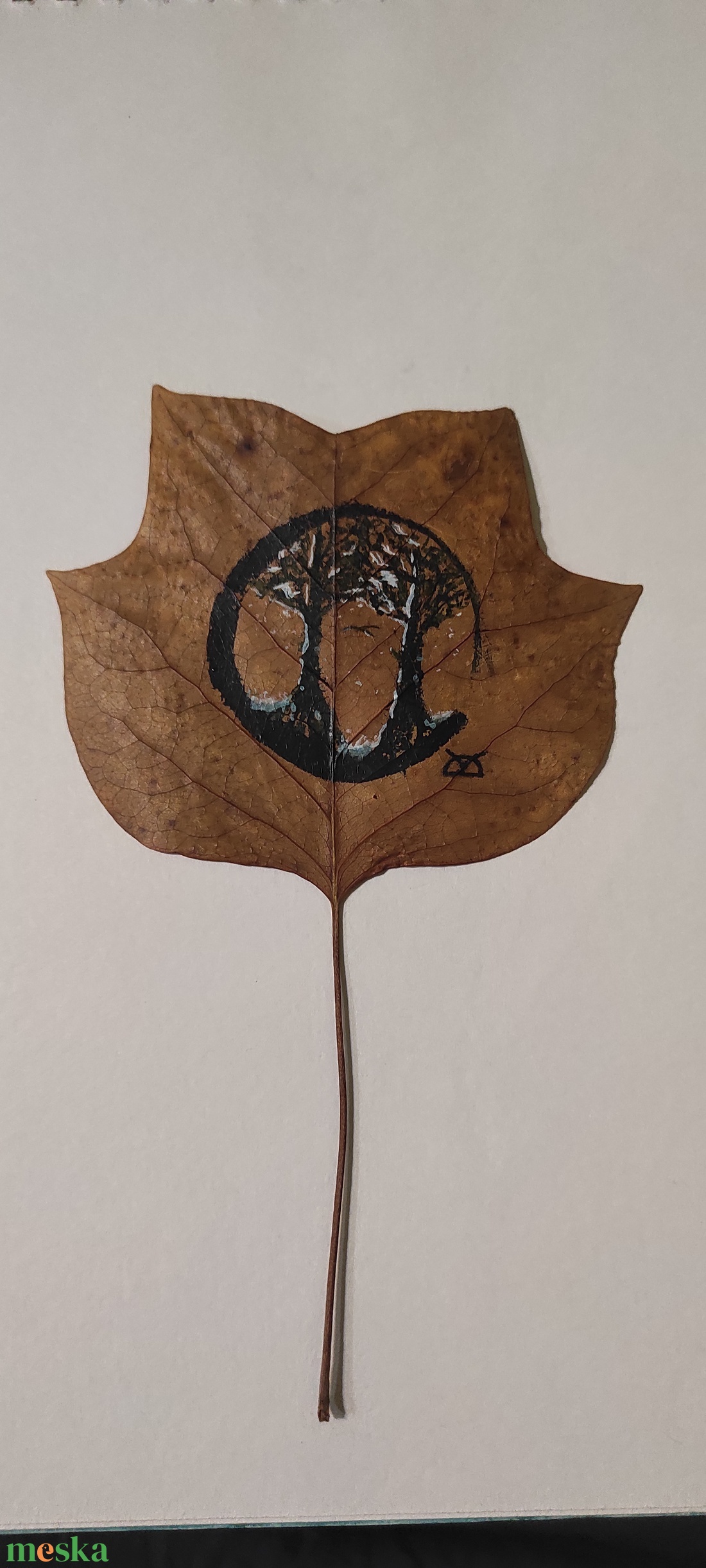 Kézzel festett, egyedi levél dekoráció - művészet - festmény - festmény vegyes technika - Meska.hu