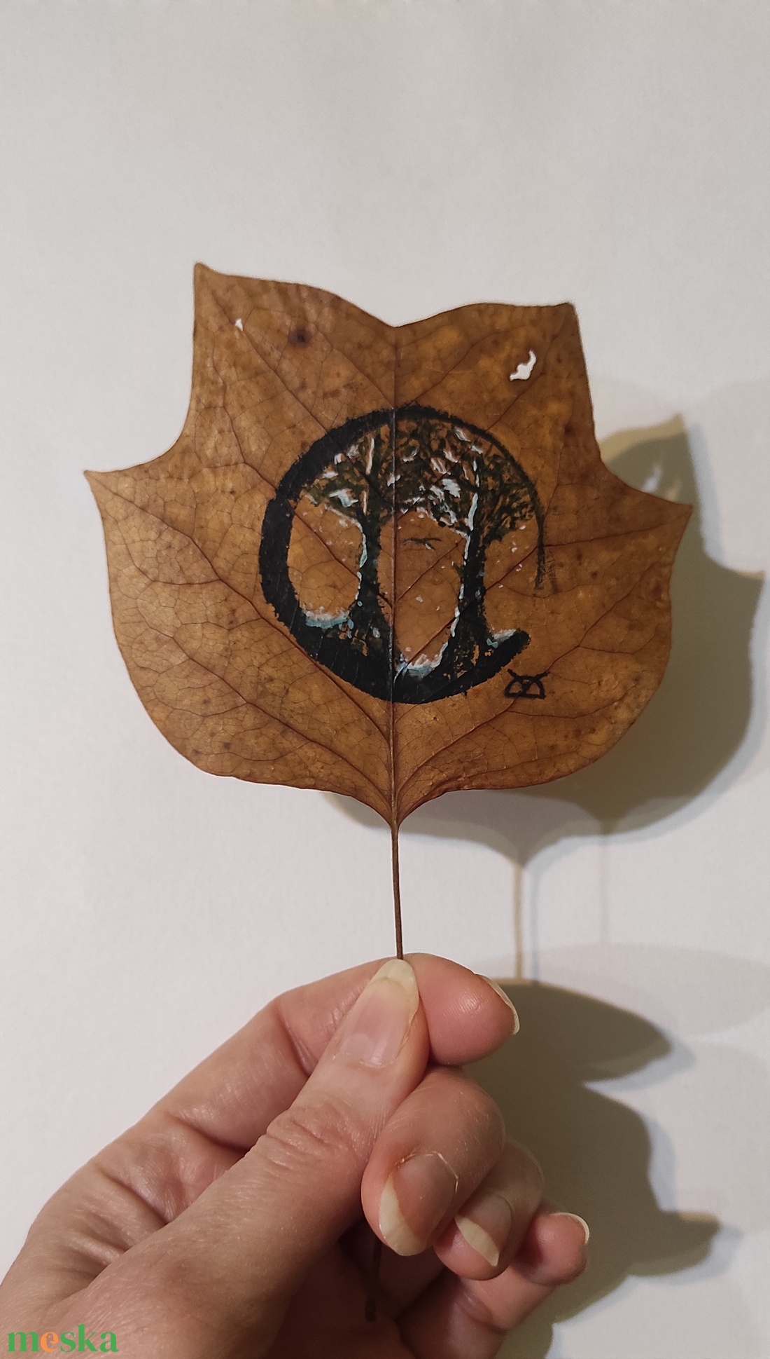 Kézzel festett, egyedi levél dekoráció - művészet - festmény - festmény vegyes technika - Meska.hu