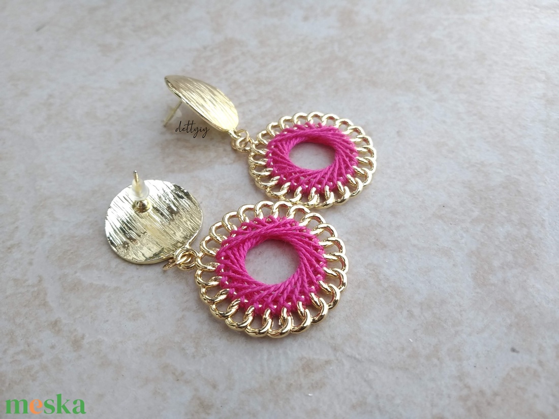 Tengerszem fonal fülbevaló (pink) - ékszer - fülbevaló - lógó fülbevaló - Meska.hu Tengerszem fonal fülbevaló (pink) - ékszer - fülbevaló - lógó fülbevaló - Meska.hu
