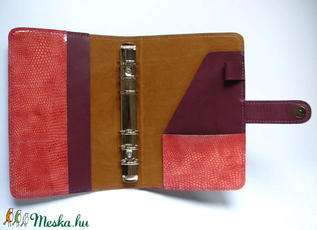 Lila szitakötő mintás bőr gyűrűs határidőnapló, kalendárium  mappa - táska & tok - pénztárca & más tok - Meska.hu