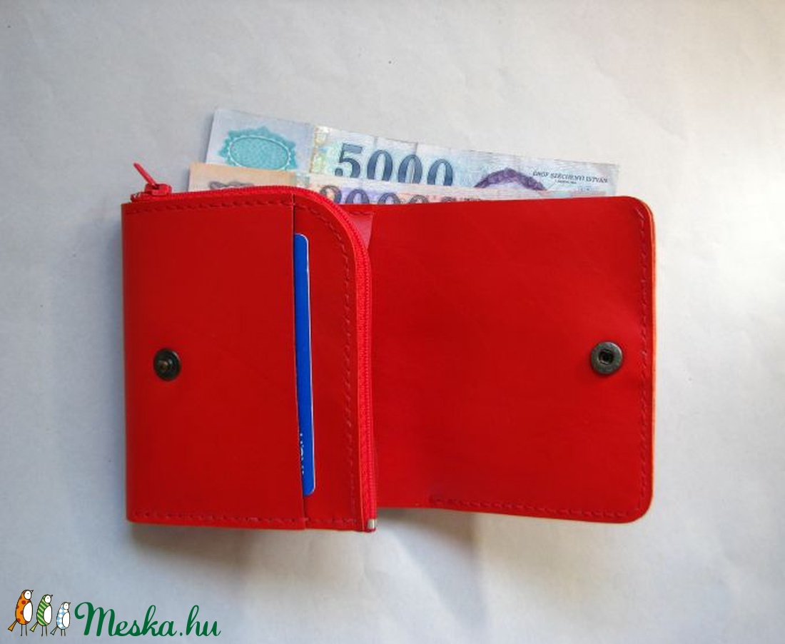 Piros fekete bagoly mintás bőr pénztárca -  - Meska.hu