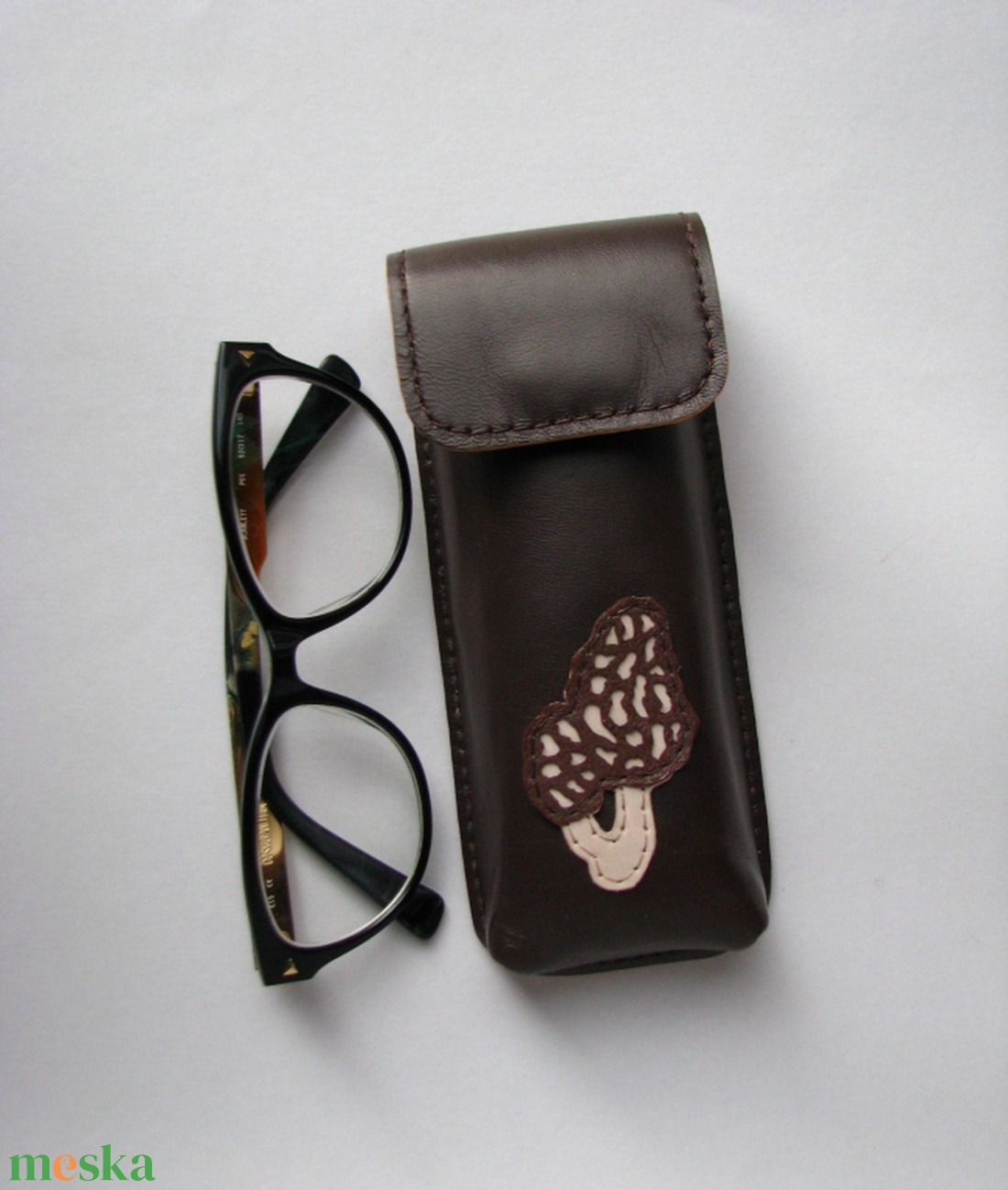 Kucsmagomba mintás bőr tolltartó, szemüvegtok - táska & tok - pénztárca & más tok - szemüvegtok - Meska.hu
