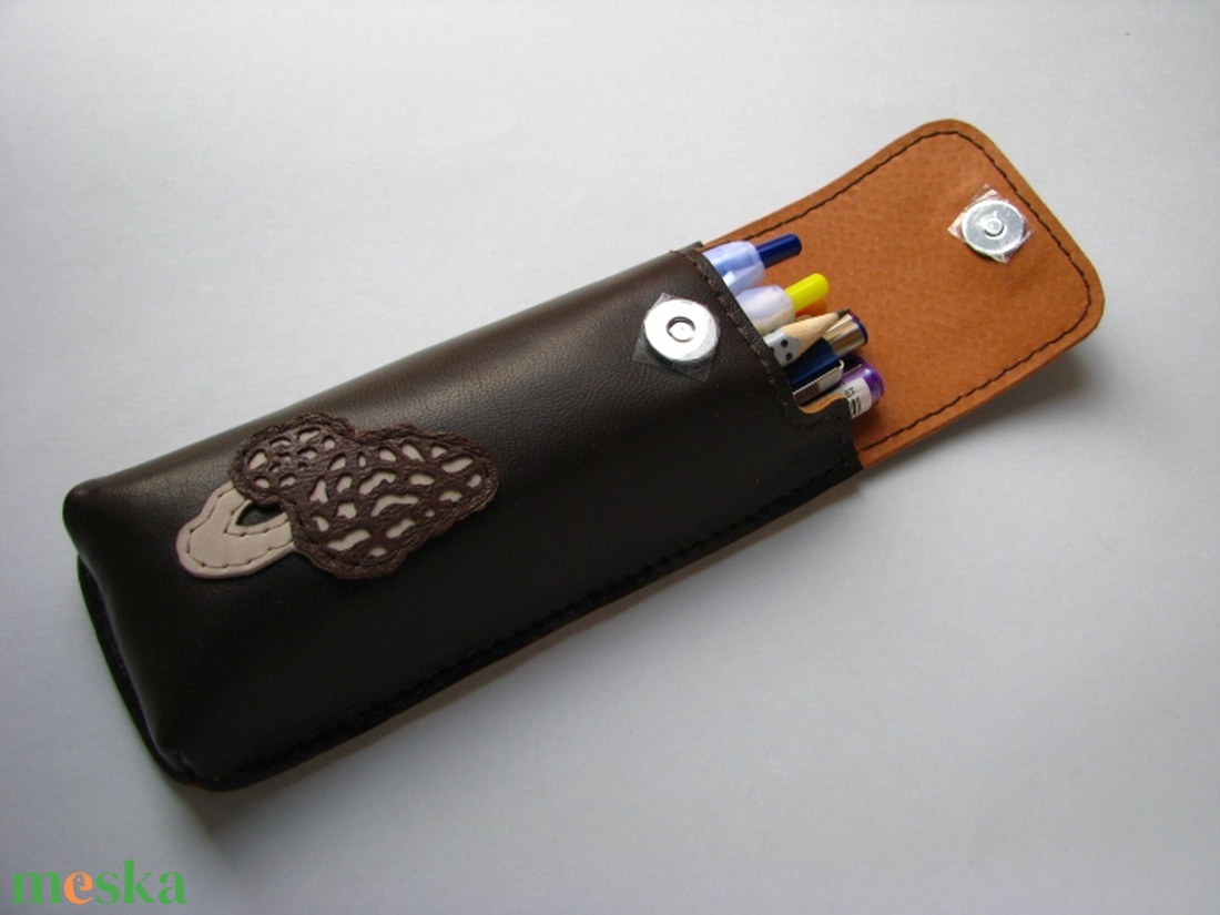 Kucsmagomba mintás bőr tolltartó, szemüvegtok - táska & tok - pénztárca & más tok - szemüvegtok - Meska.hu