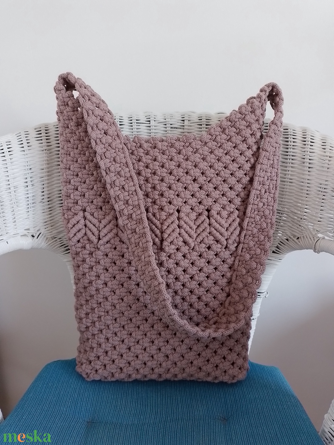 makramé crossbody / válltáska - táska & tok - kézitáska & válltáska - vállon átvethető táska - Meska.hu