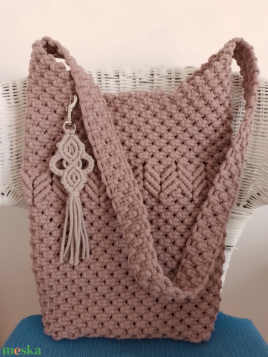 makramé crossbody / válltáska - táska & tok - kézitáska & válltáska - vállon átvethető táska - Meska.hu