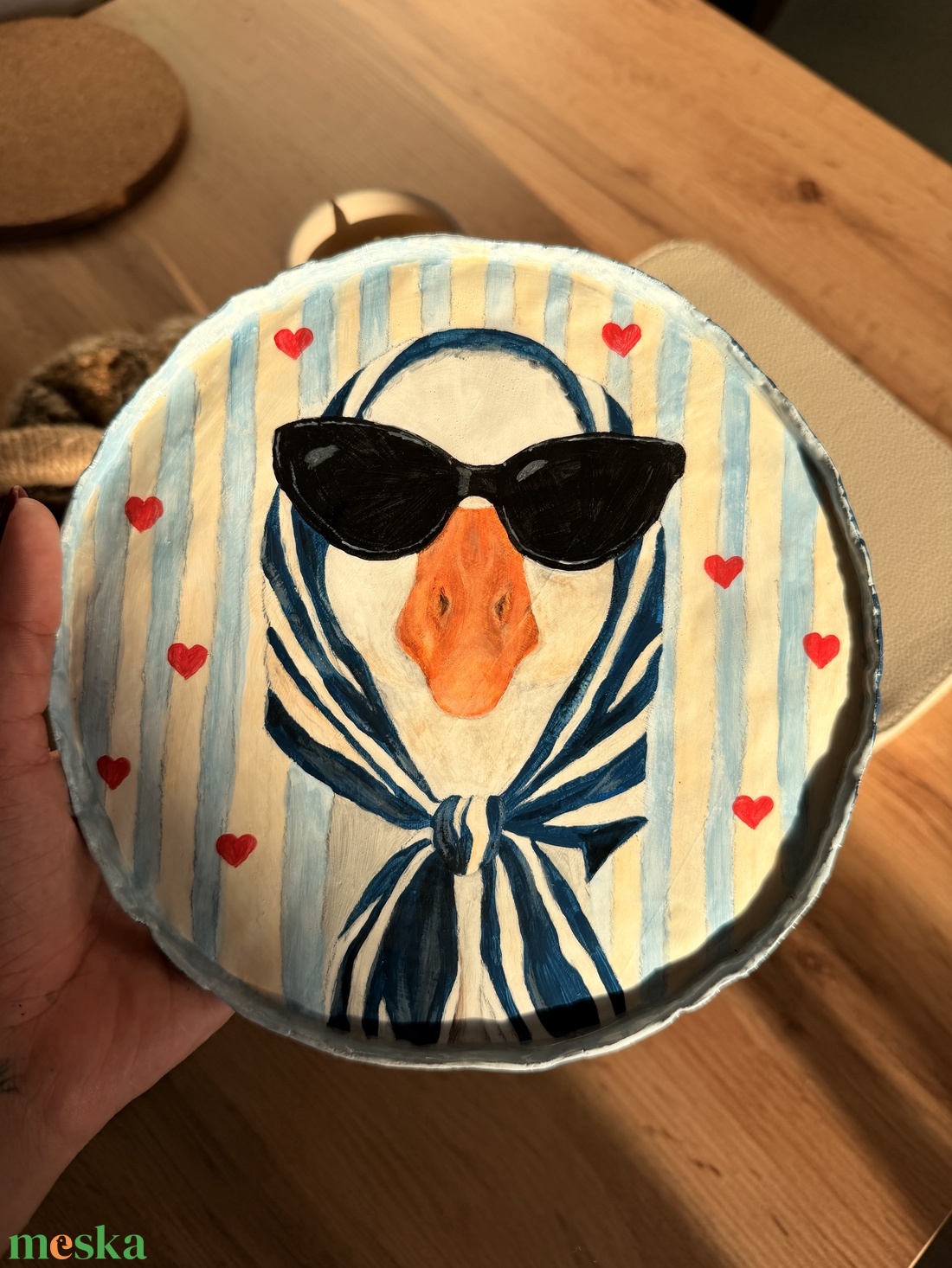 Kézzel festett Cool Goose Dísztányér - otthon & életmód - dekoráció - dísztárgy - Meska.hu
