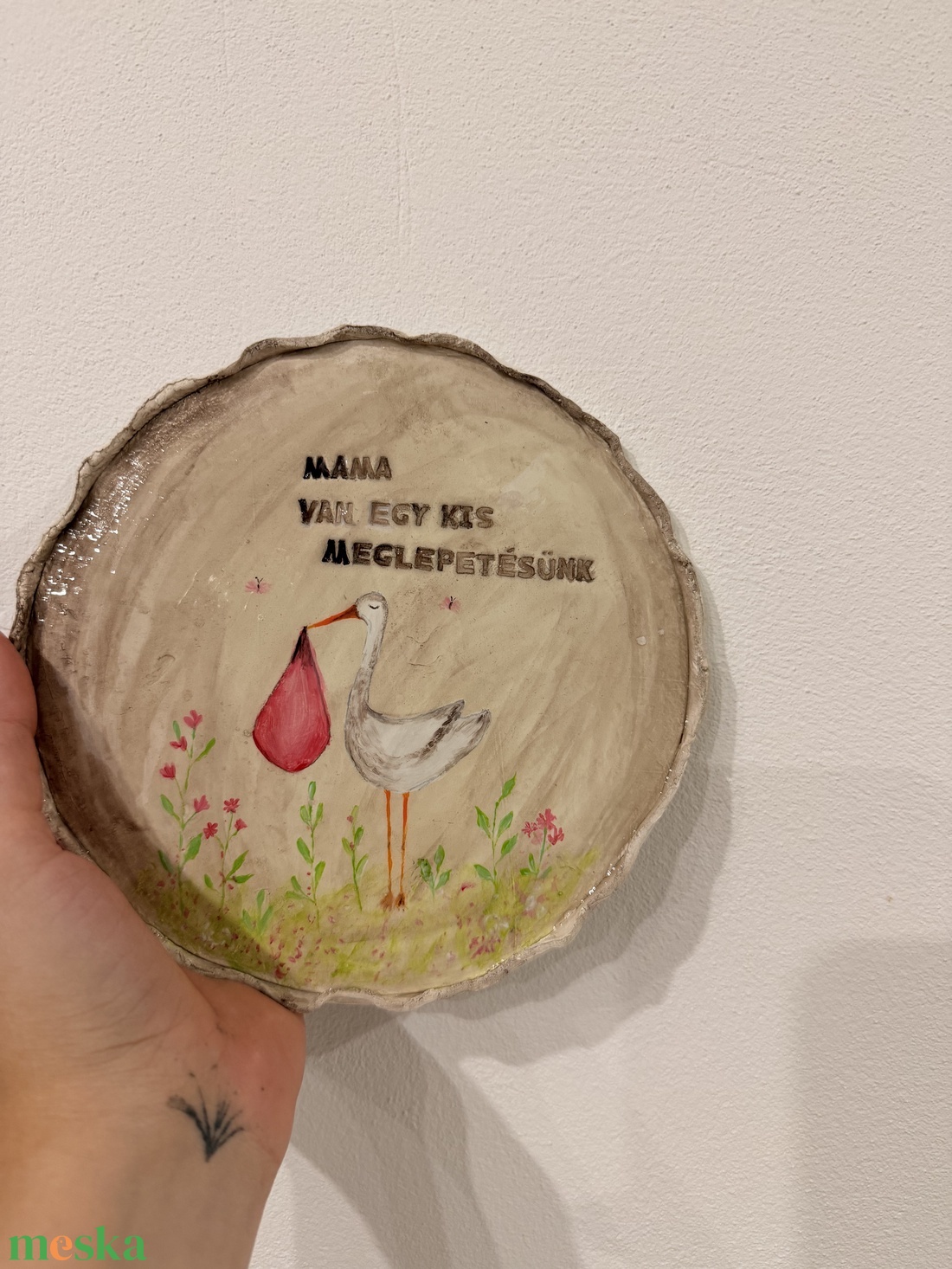 Baba bejelentő dísztányér - baba - mama - babaemlékek - bababejelentők - Meska.hu