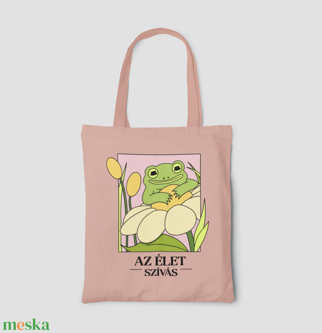 Az élet szívás - Békás vászontáska - táska & tok - bevásárlás & shopper táska - shopper, textiltáska, szatyor - Meska.hu