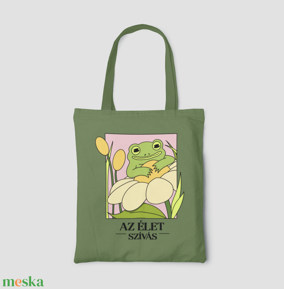 Az élet szívás - Békás vászontáska - táska & tok - bevásárlás & shopper táska - shopper, textiltáska, szatyor - Meska.hu