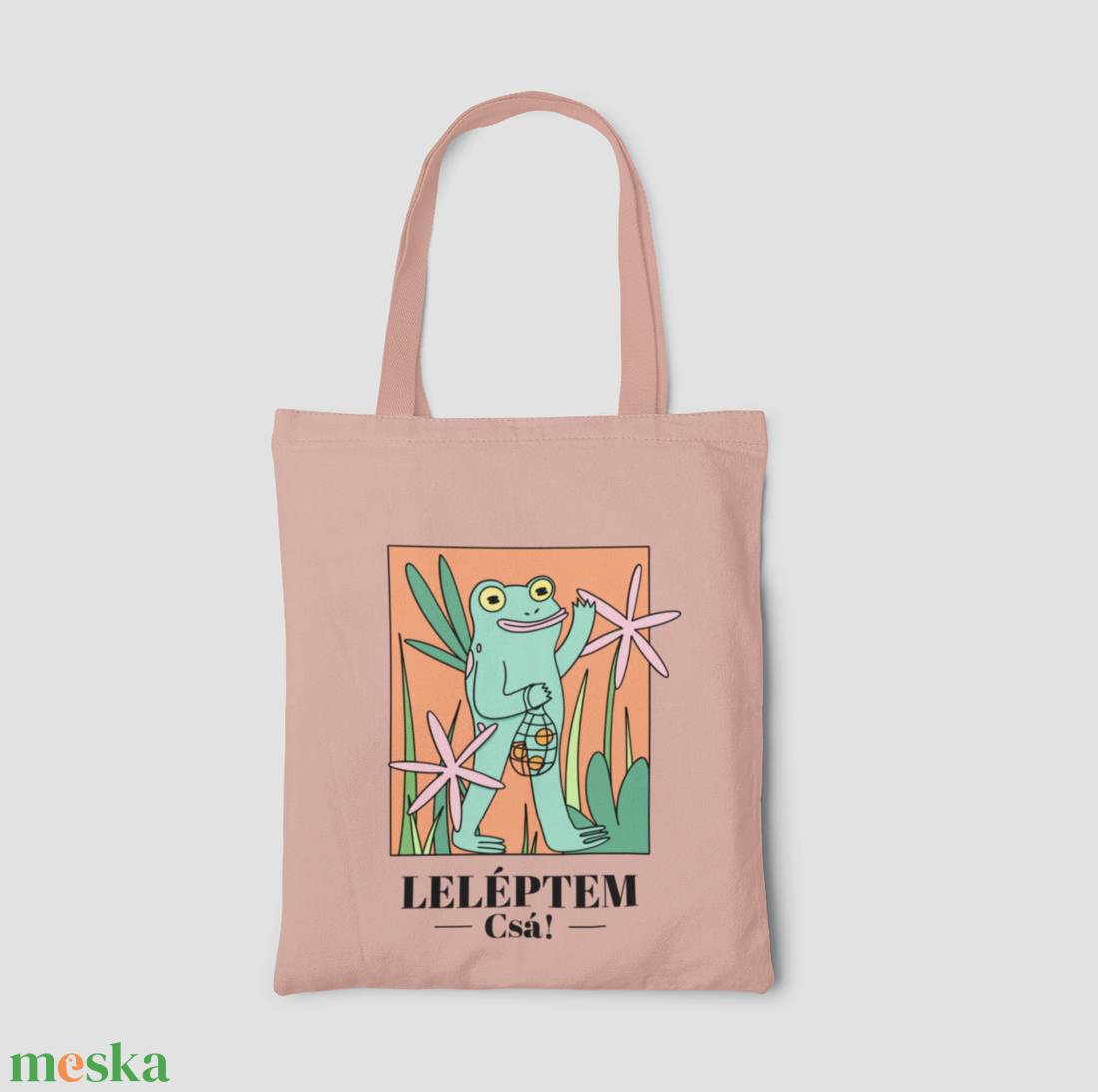 Leléptem, csá! - Békás vászontáska - táska & tok - bevásárlás & shopper táska - shopper, textiltáska, szatyor - Meska.hu