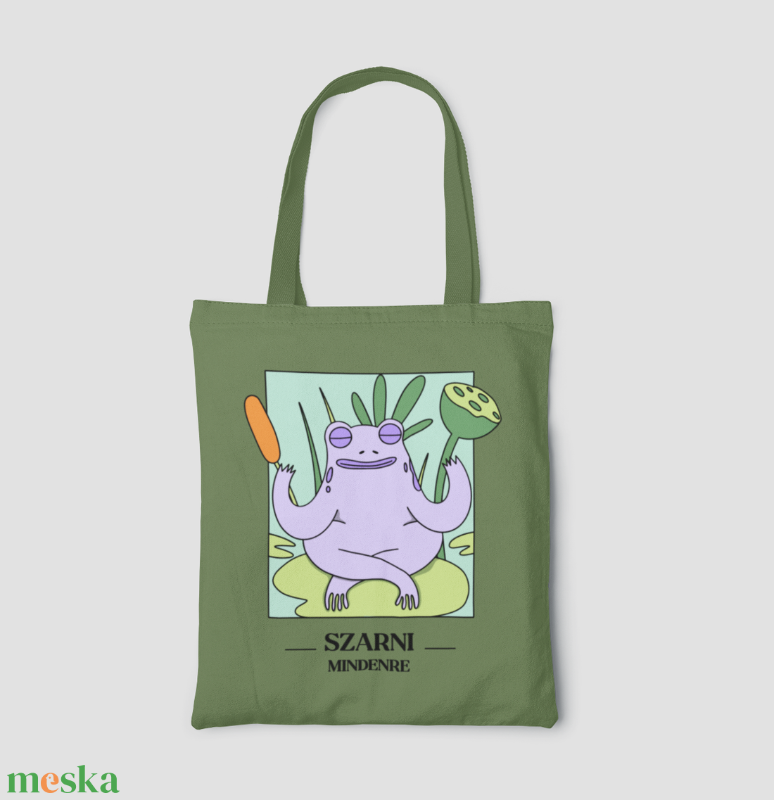 Szarni Mindenre - Békás vászontáska - táska & tok - bevásárlás & shopper táska - shopper, textiltáska, szatyor - Meska.hu