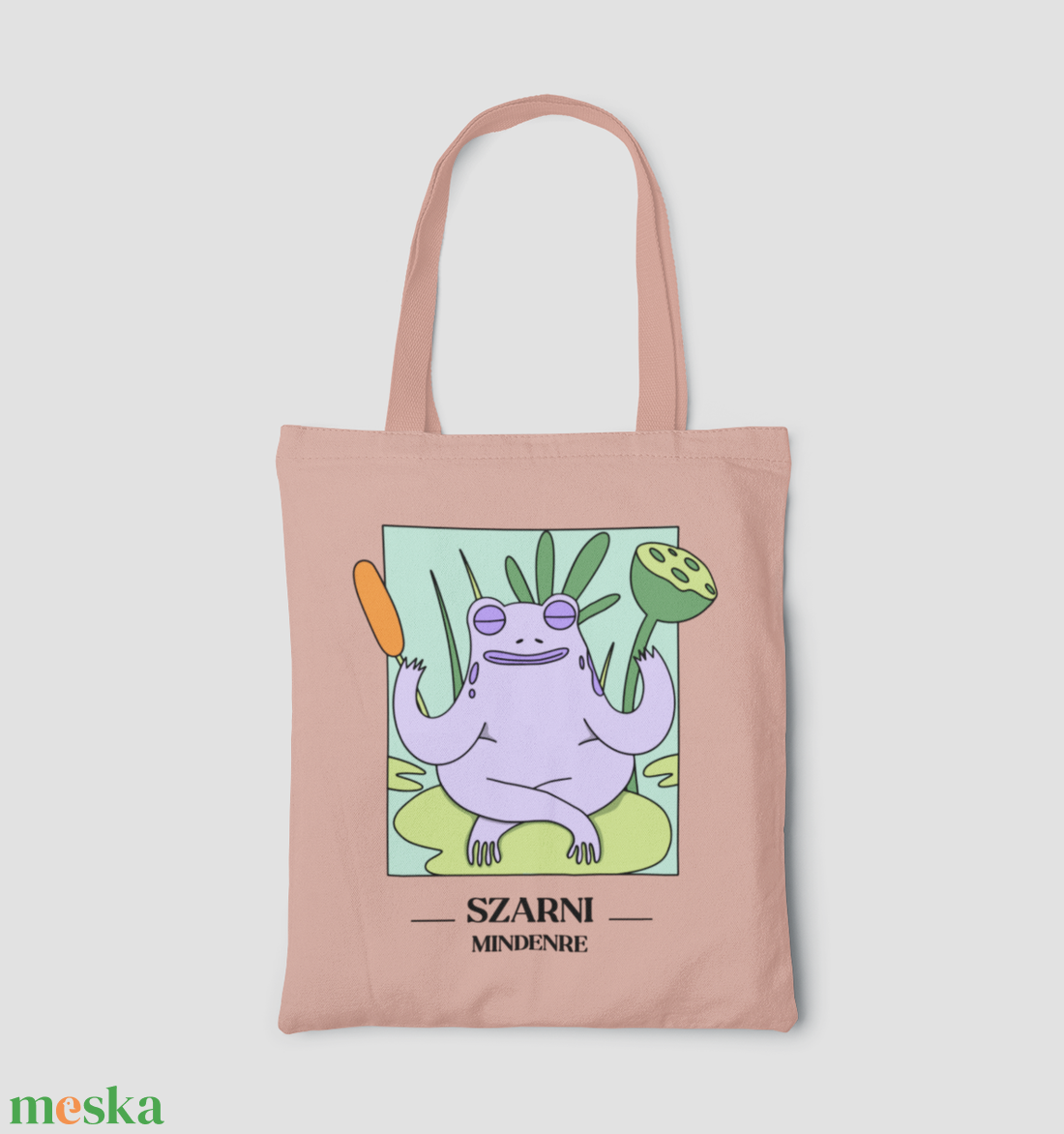 Szarni Mindenre - Békás vászontáska - táska & tok - bevásárlás & shopper táska - shopper, textiltáska, szatyor - Meska.hu