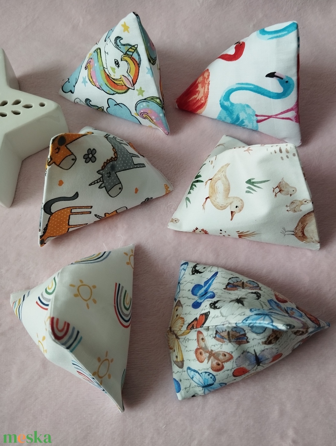 Háromszög formájú babzsák , 6db - játék & sport - készségfejlesztő és logikai játék - oktató játékok - Meska.hu