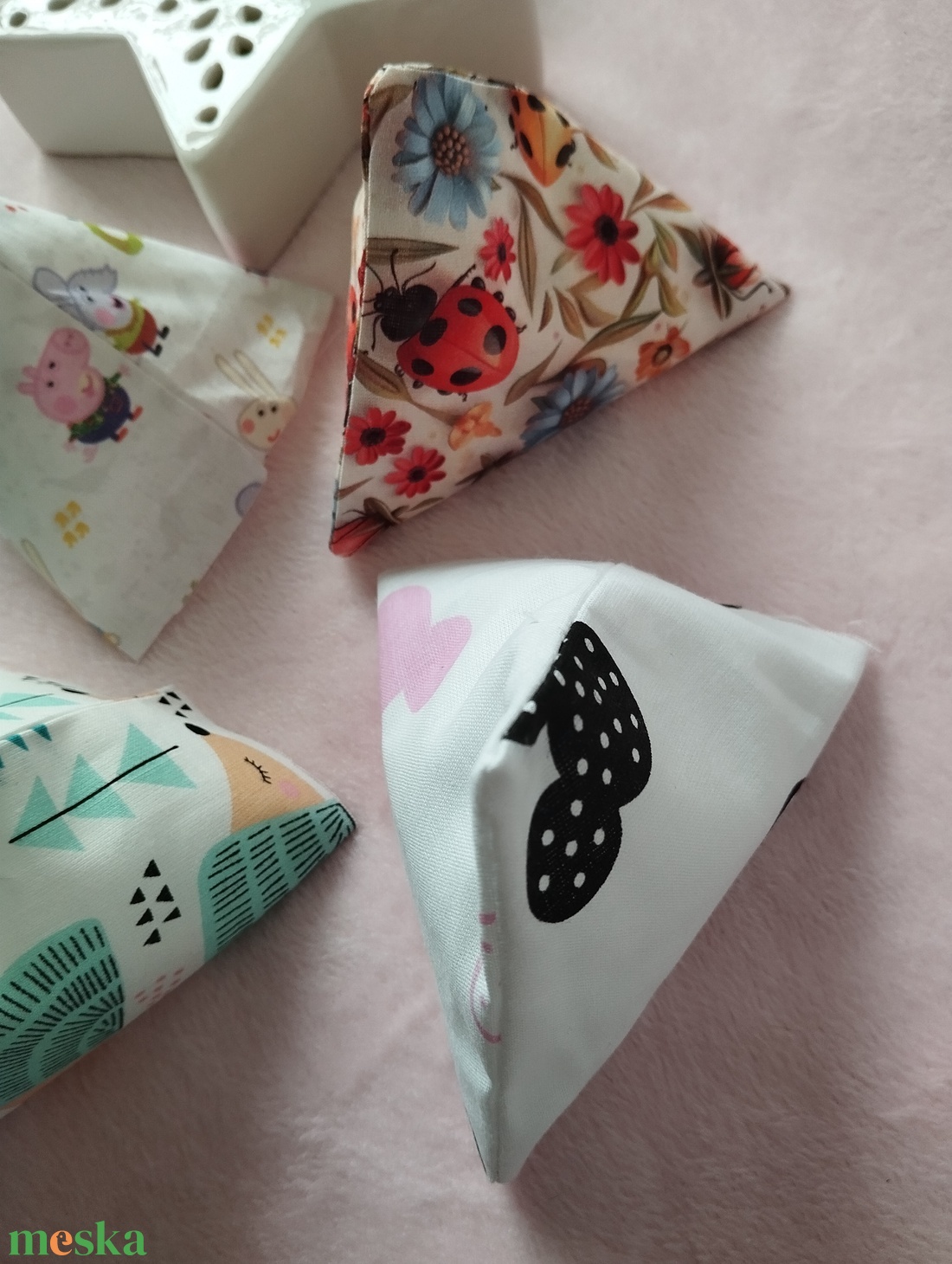 Háromszög formájú babzsák , 6db - játék & sport - készségfejlesztő és logikai játék - oktató játékok - Meska.hu