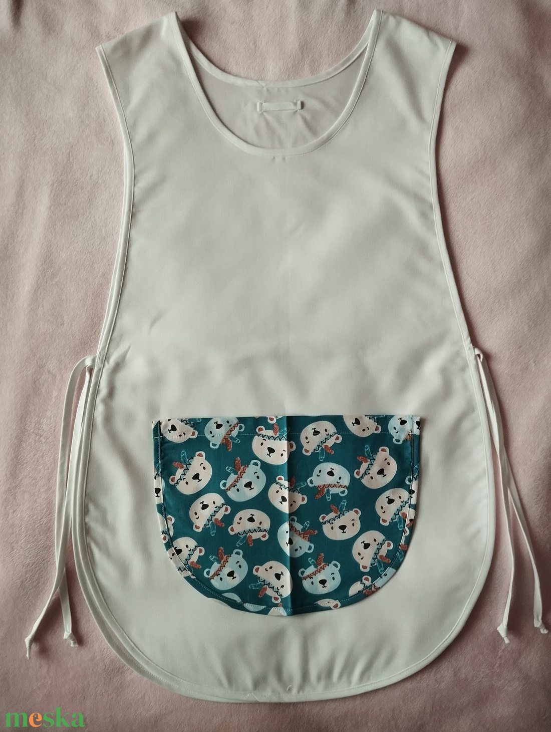 Női fehér lapköpeny,Maci � mintás zsebbel , ovis , munkaruha  - ruha & divat - női ruha - tunika - Meska.hu