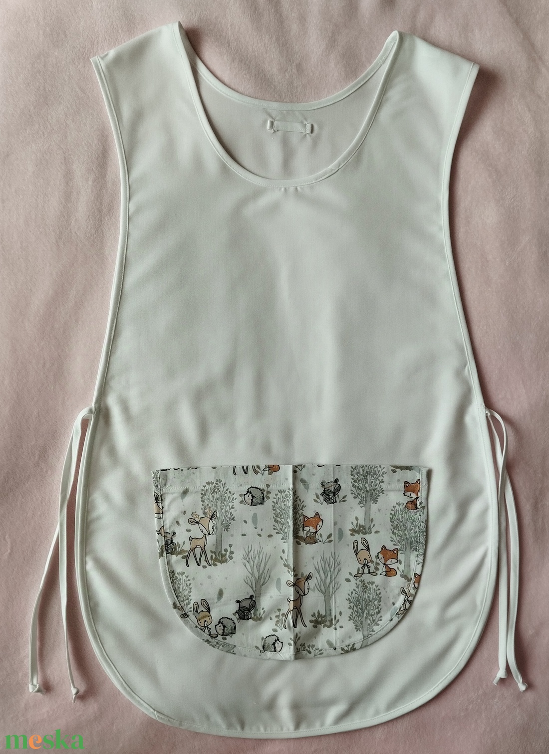 Női fehér lapköpeny, Róka , Nyuszi ��, Őz  mintás zsebbel , ovis , munkaruha  - ruha & divat - női ruha - tunika - Meska.hu