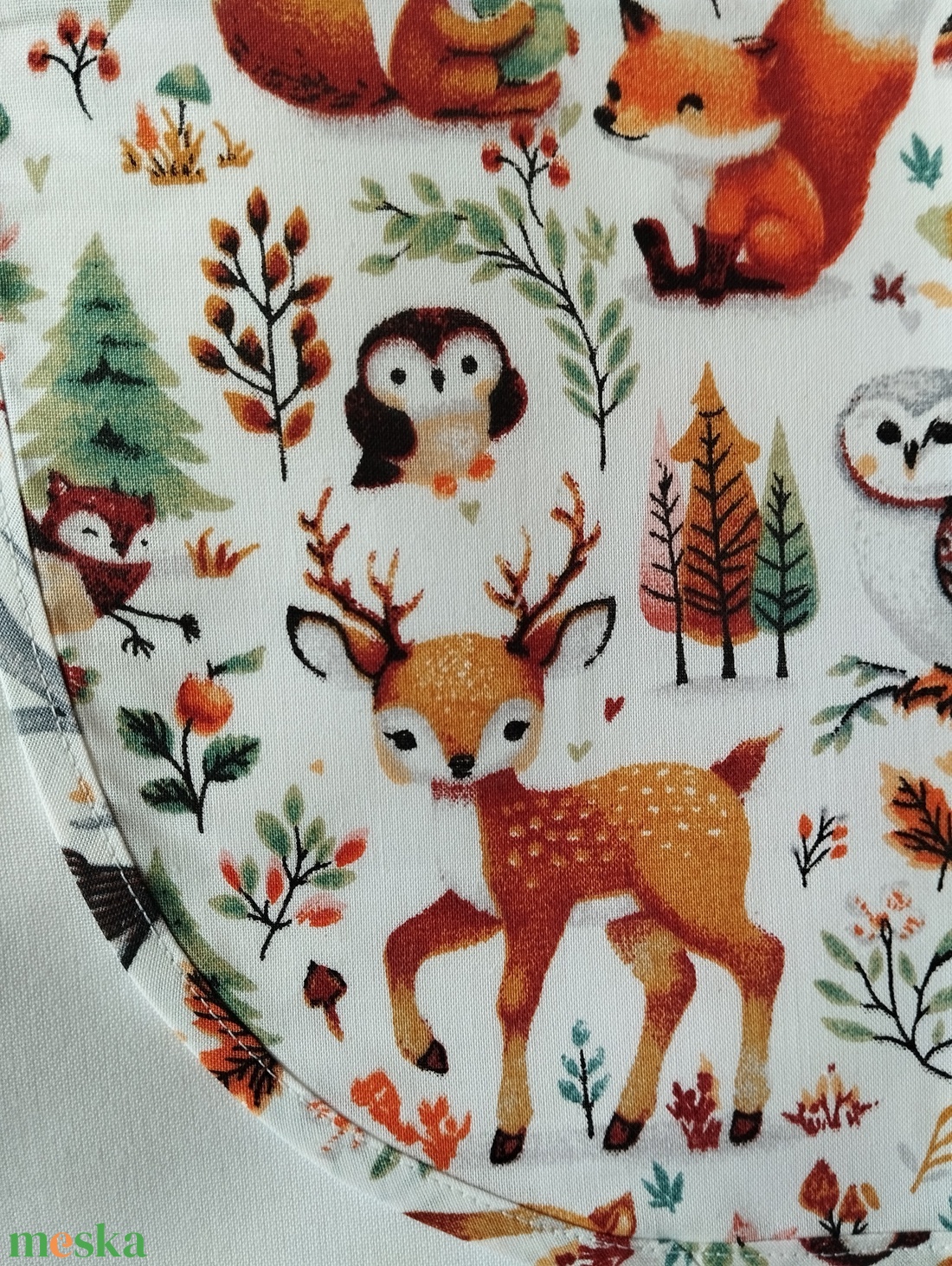 Női fehér lapköpeny, Róka ,Őz , Bagoly � mintás zsebbel , ovis , munkaruha  - ruha & divat - női ruha - tunika - Meska.hu