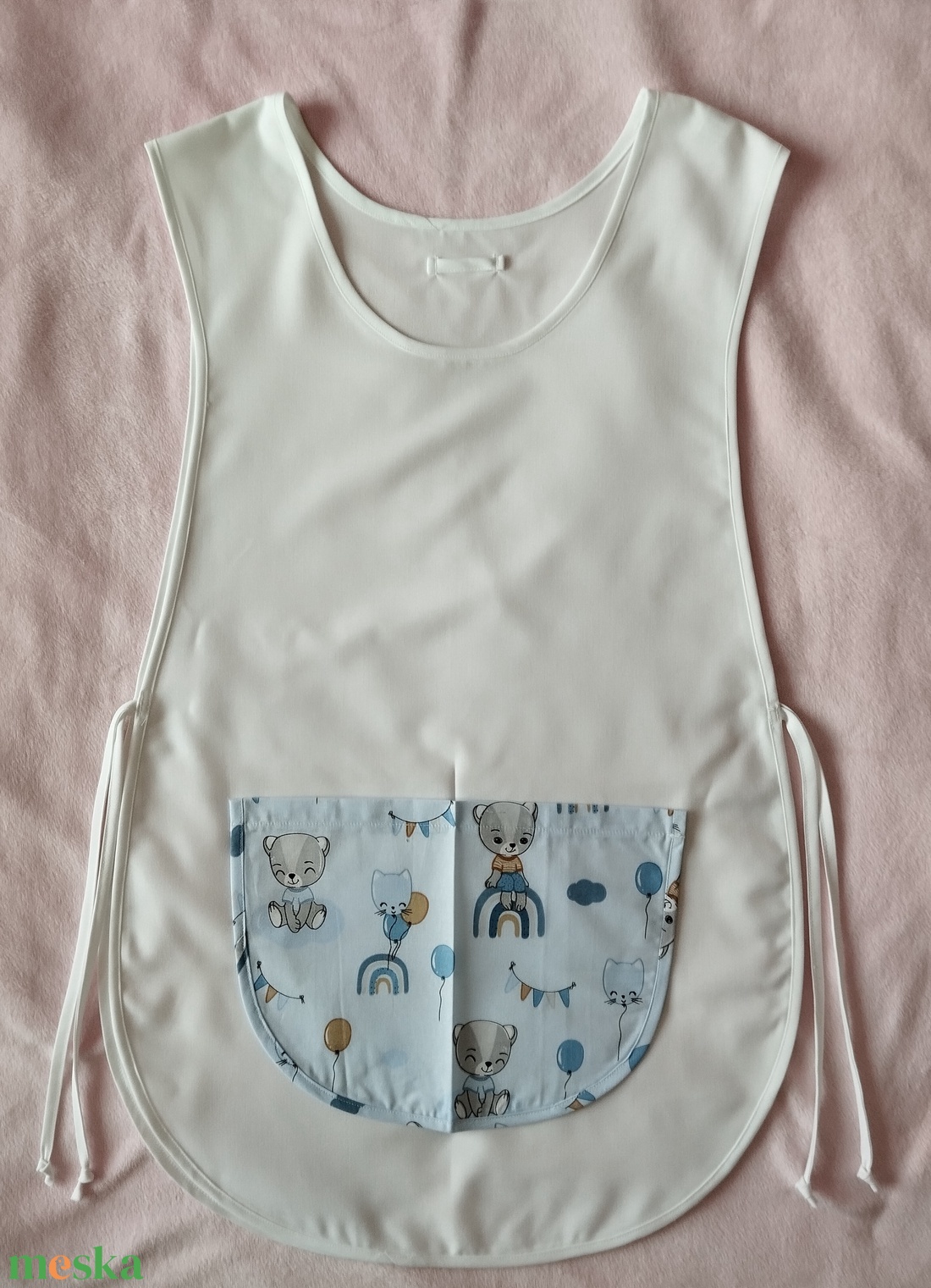 Női fehér lapköpeny,Maci � mintás zsebbel , ovis , munkaruha  - ruha & divat - női ruha - tunika - Meska.hu