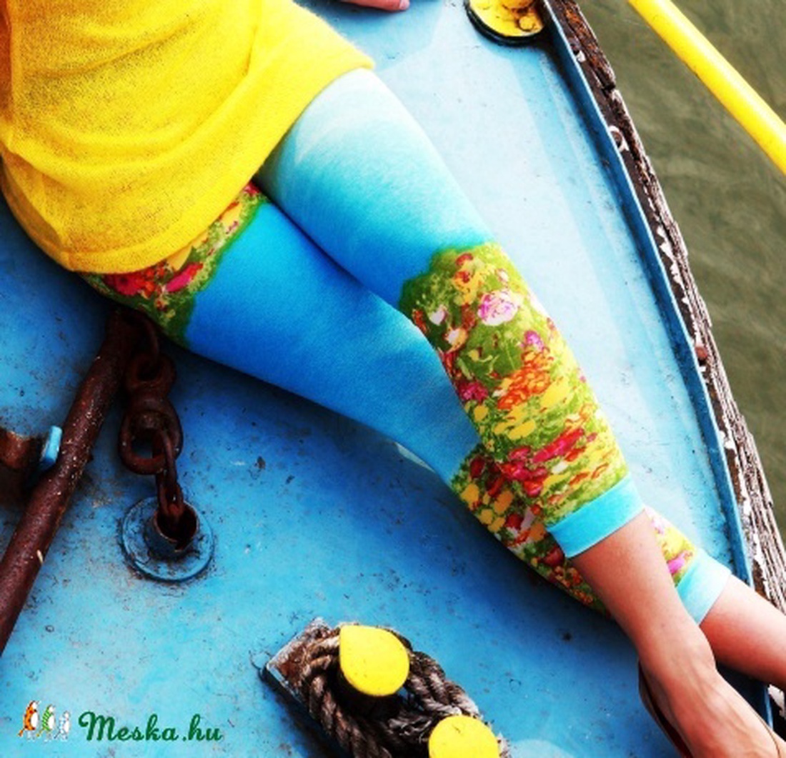 Égszín kék virágos rét leggings - - Meska.hu Égszín kék virágos rét leggings - - Meska.hu