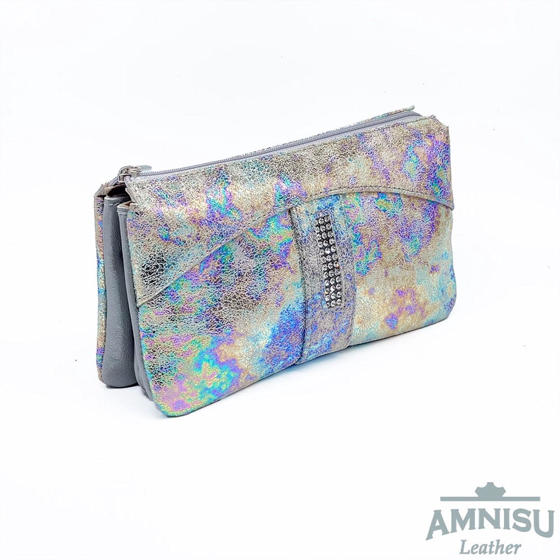 Hologramos egyenes swarovski köves női bőr pénztárca G3009 - táska & tok - pénztárca & más tok - pénztárca - női pénztárca - Meska.hu