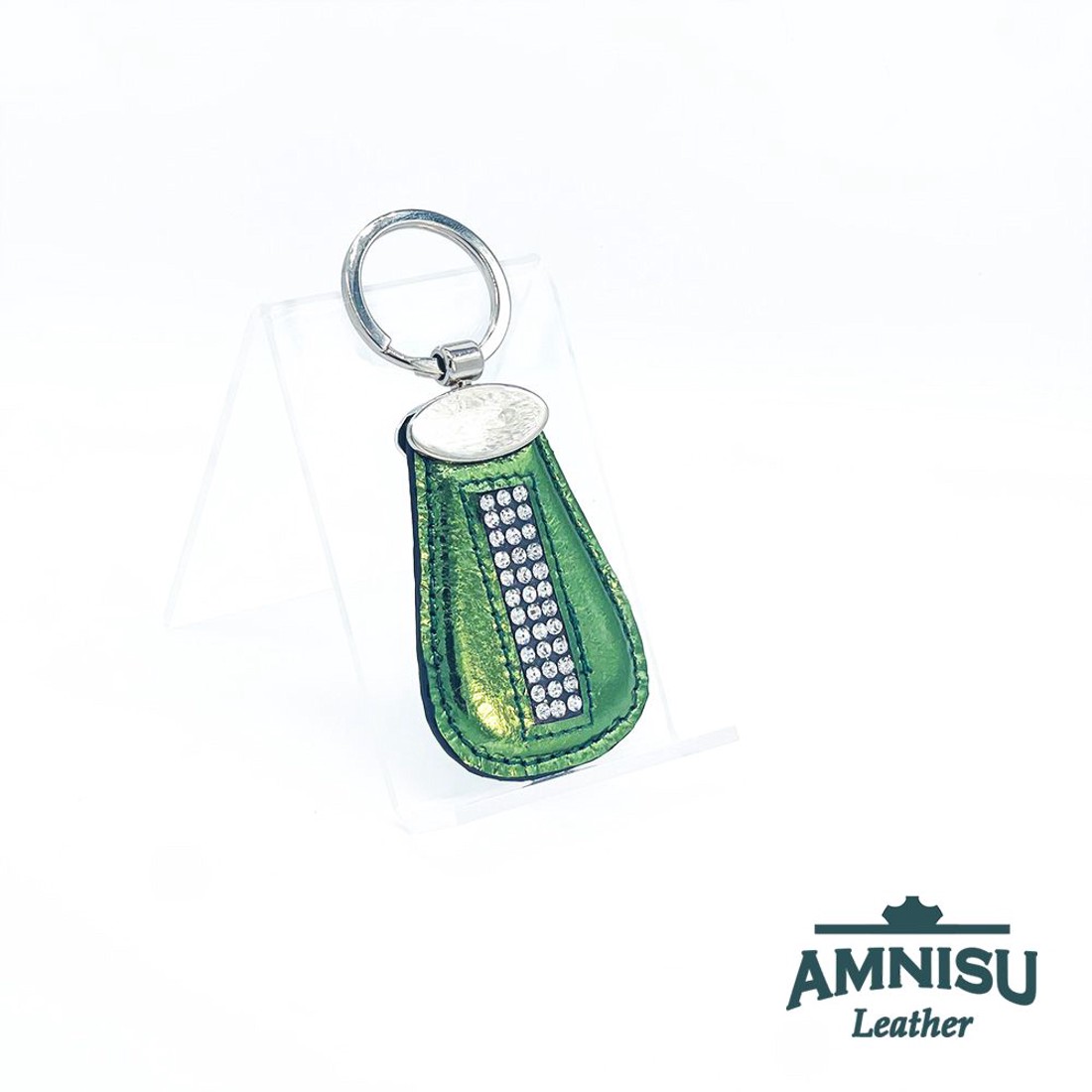 Metál zöld csepp alakú swarovski köves kulcstartó H7008OK - táska & tok - kulcstartó & táskadísz - kulcstartó - Meska.hu