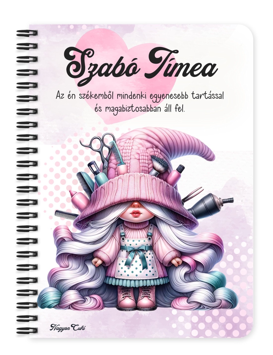 Személyre szabható - Cuki Fodrász manólány mintás A6-os füzet - otthon & életmód - papír, írószer - jegyzetfüzet & napló - Meska.hu