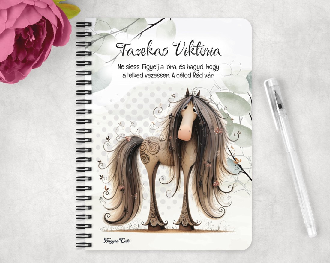 Személyre szabható - Furi, de cuki lovas mintás A6-os füzet - otthon & életmód - papír, írószer - jegyzetfüzet & napló - Meska.hu