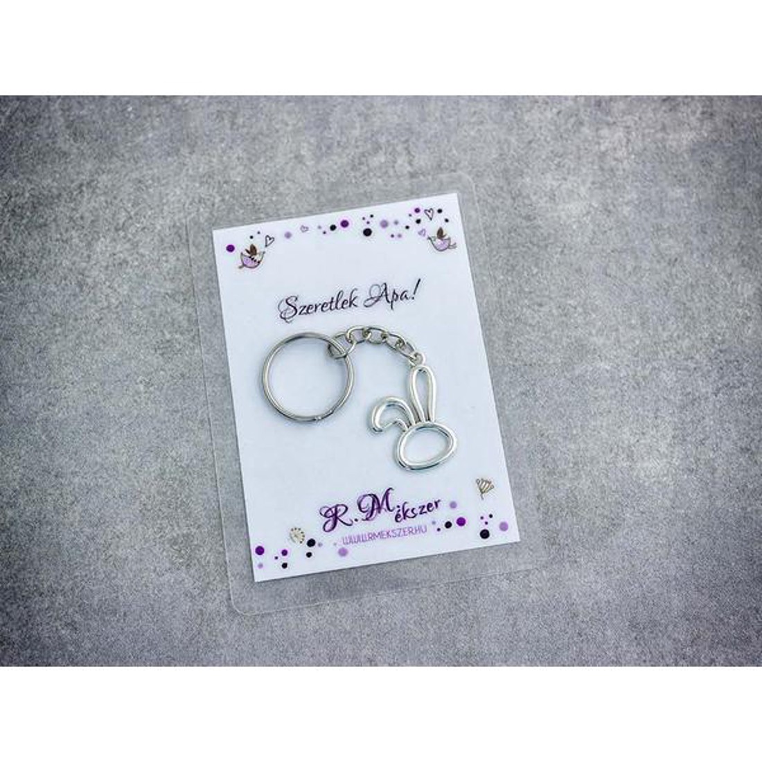 Szeretlek Apa egyszerű nyuszi medálos kulcstartó - táska & tok - kulcstartó & táskadísz - kulcstartó - Meska.hu