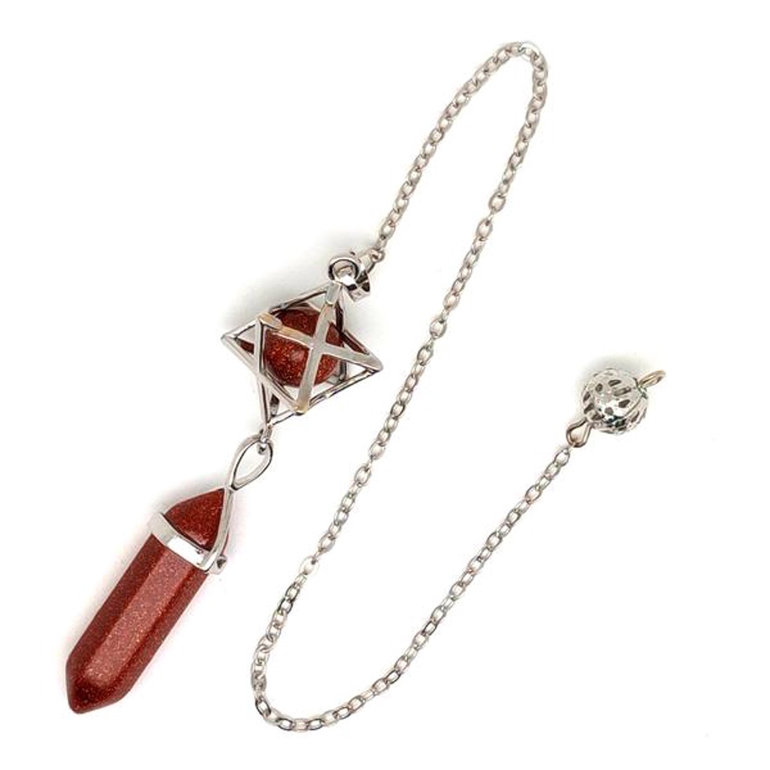 Inga csúcs merkaba Goldstone vörös 8x35mm - otthon & életmód - dekoráció - spiritualitás - inga - Meska.hu