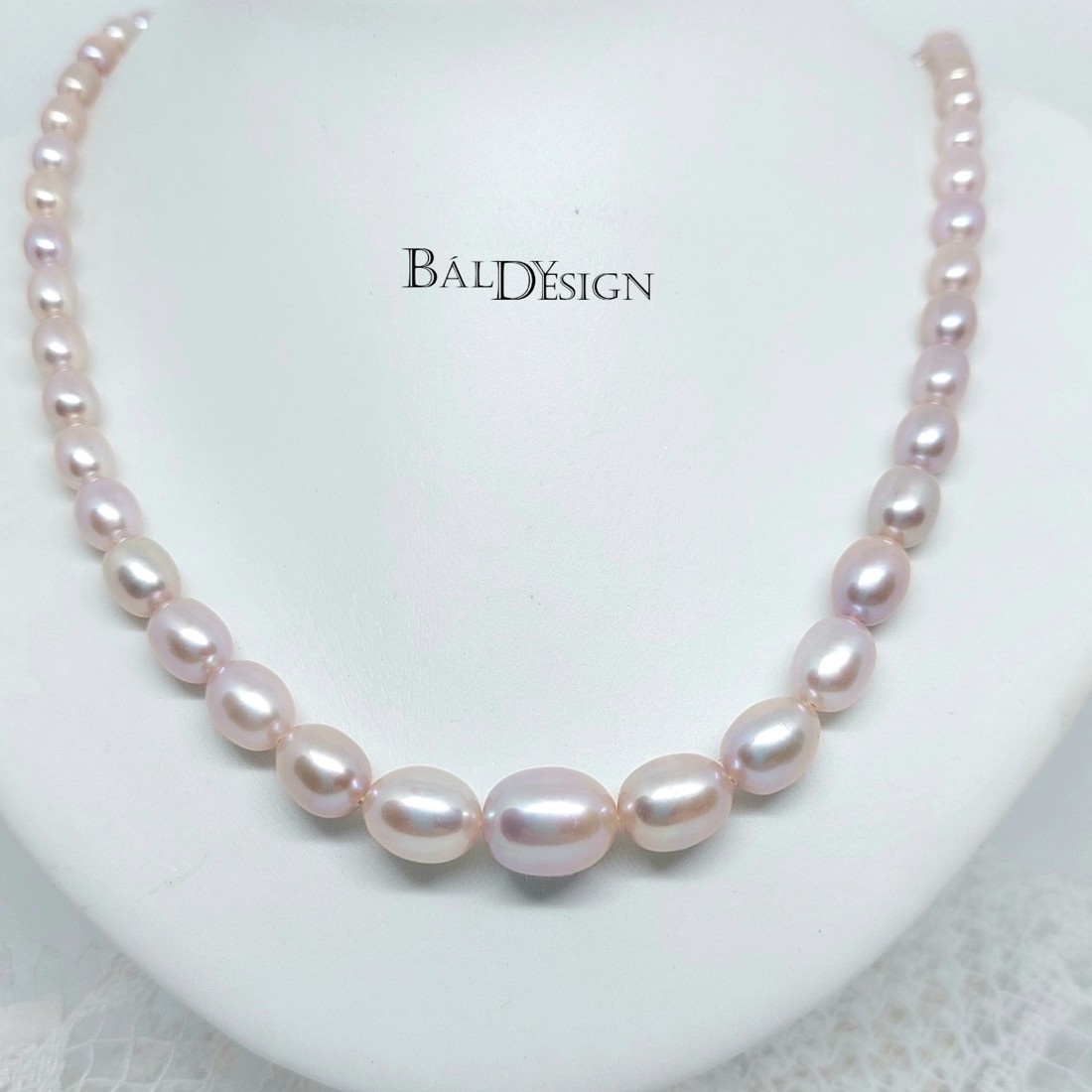 Lilás-rózsaszín édesvízi tenyésztett gyöngysor -  - Meska.hu