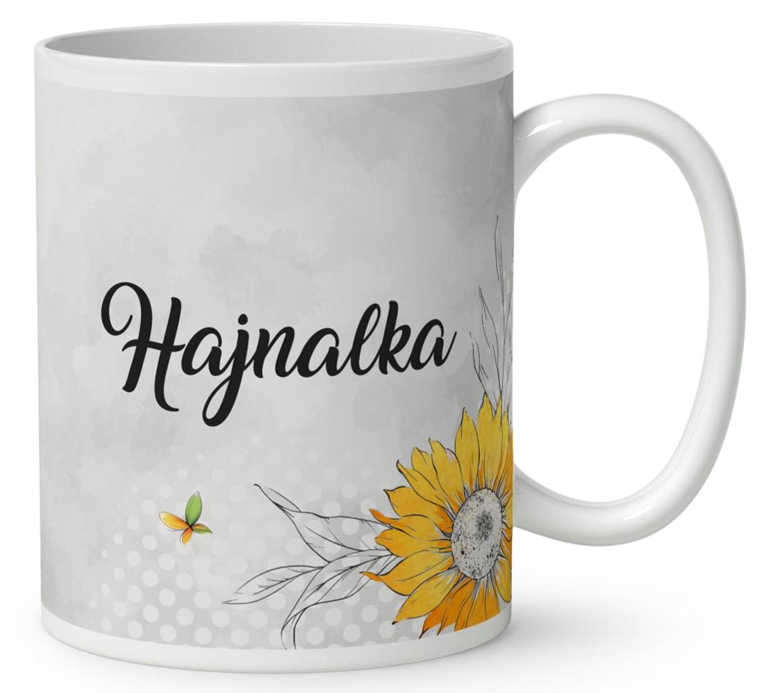 Névvel kérhető - Hosszúhajú cuki Napraforgós tündérlány mintás bögre - otthon & életmód - konyhafelszerelés, tálalás - tálalás - bögre & csésze - Meska.hu