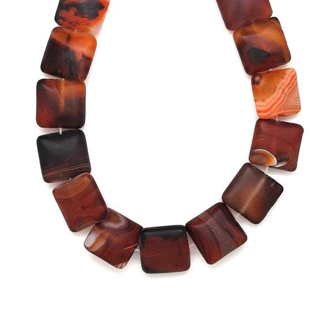 Achát matt sávos négyzet 16x7mm ékszerkészítő alapanyag (füzér) - kellékek & szerszámok - ásvány alapanyag - ásványfüzér - Meska.hu