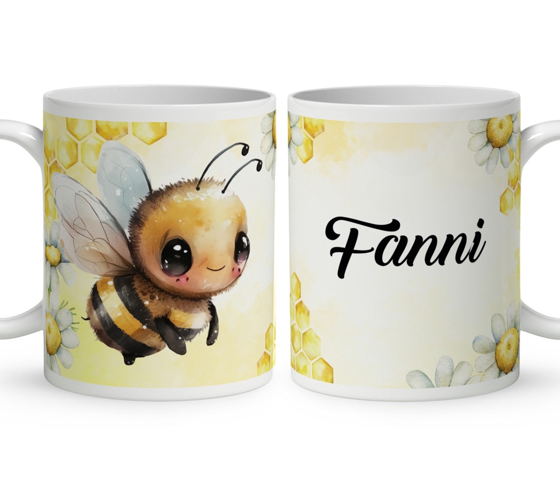 Névvel kérhető - Repülő cuki méhecske mintás bögre - otthon & életmód - konyhafelszerelés, tálalás - tálalás - bögre & csésze - Meska.hu