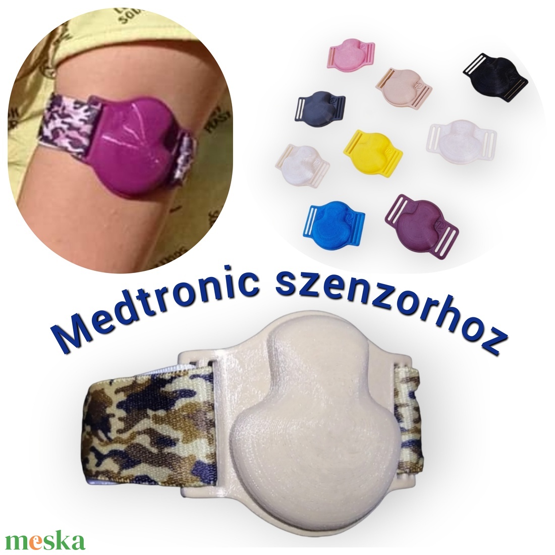 Medtronic szenzorhoz rugalmas szenzorrögzítő karpánt (rugalmas, teljes fedésű keret) szenzorpánt - ruha & divat - öv & övcsat - egyéb kellék - Meska.hu
