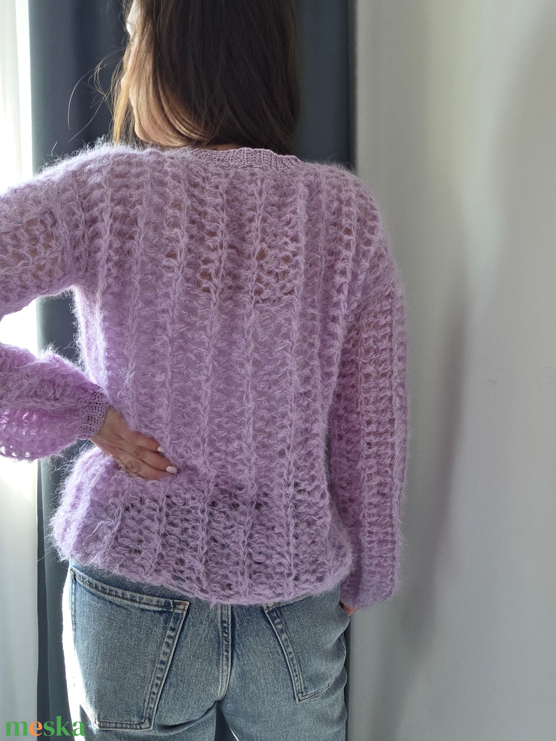 Horgolt levendula lila mohair felső - ruha & divat - női ruha - pulóver - Meska.hu