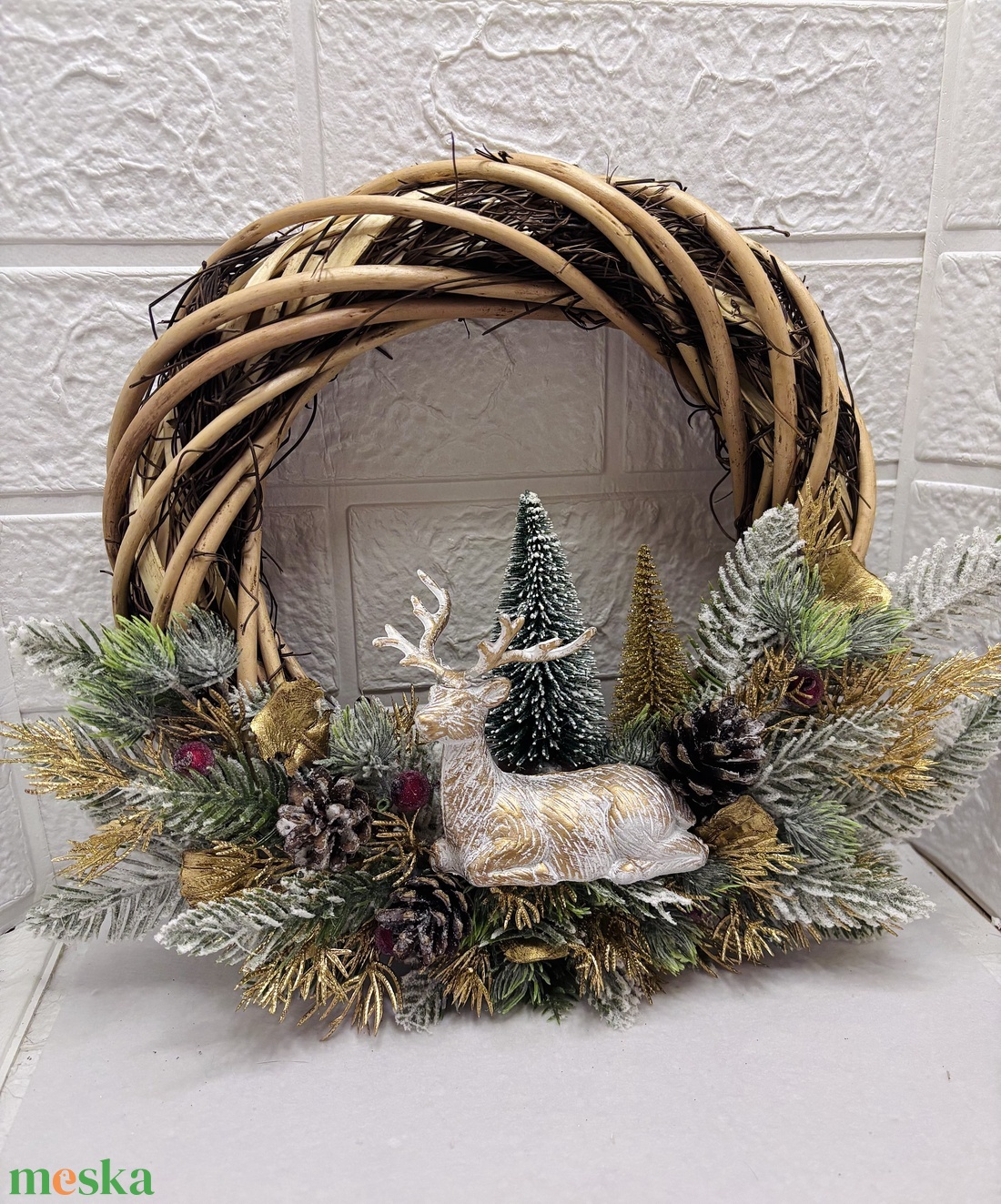 Erdei szarvasos adventi koszorú - karácsony - adventi díszek - adventi ajtódísz - Meska.hu