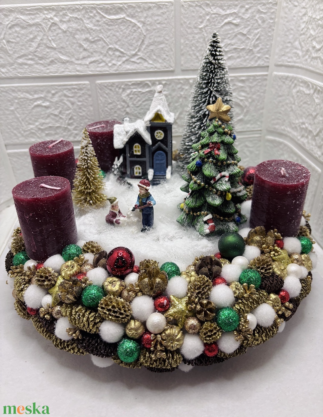 Világítós adventi koszorú - karácsony - adventi díszek - adventi asztaldísz - Meska.hu