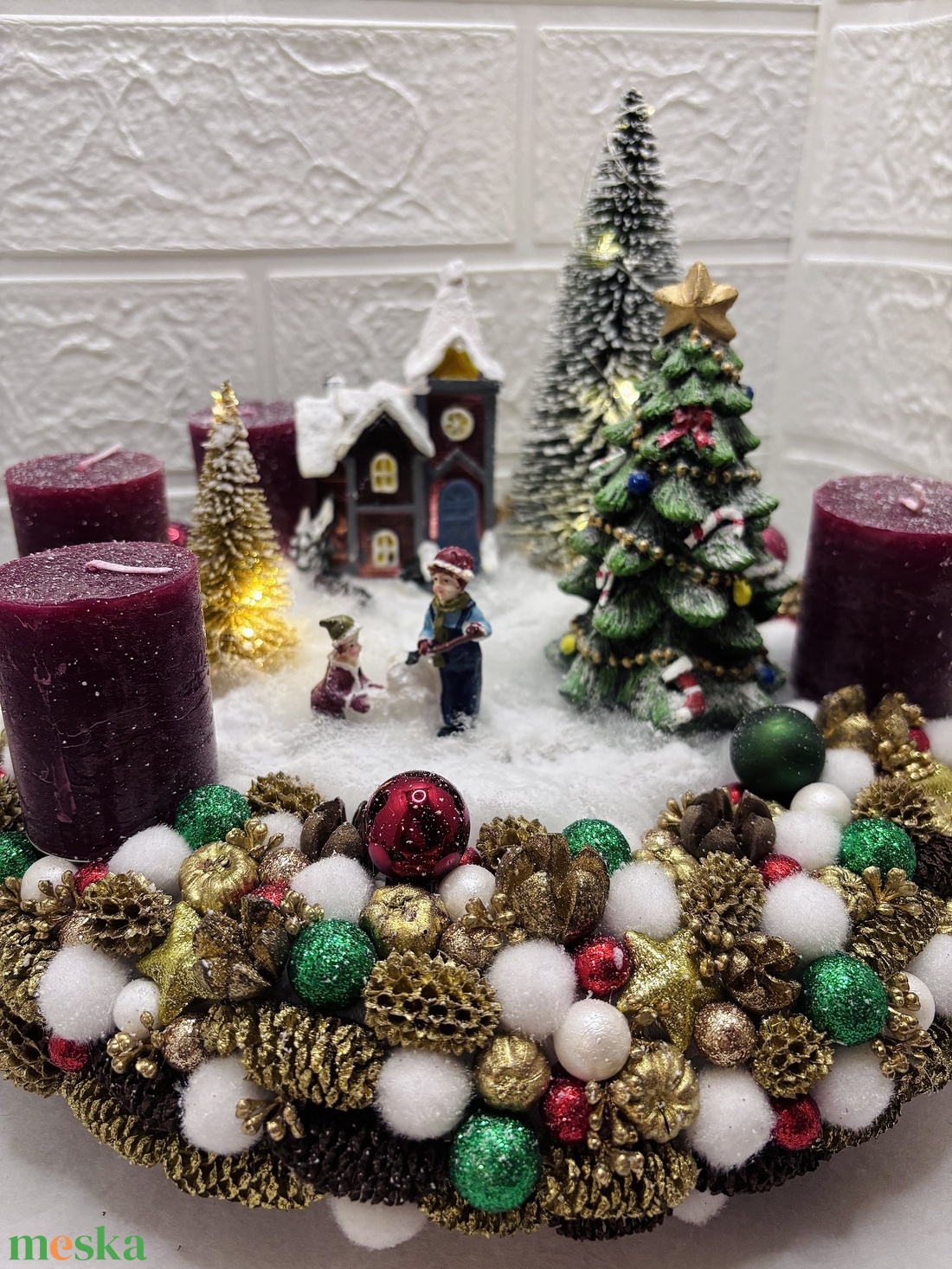 Világítós adventi koszorú - karácsony - adventi díszek - adventi asztaldísz - Meska.hu