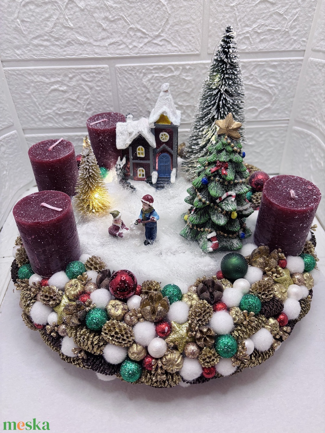 Világítós adventi koszorú - karácsony - adventi díszek - adventi asztaldísz - Meska.hu