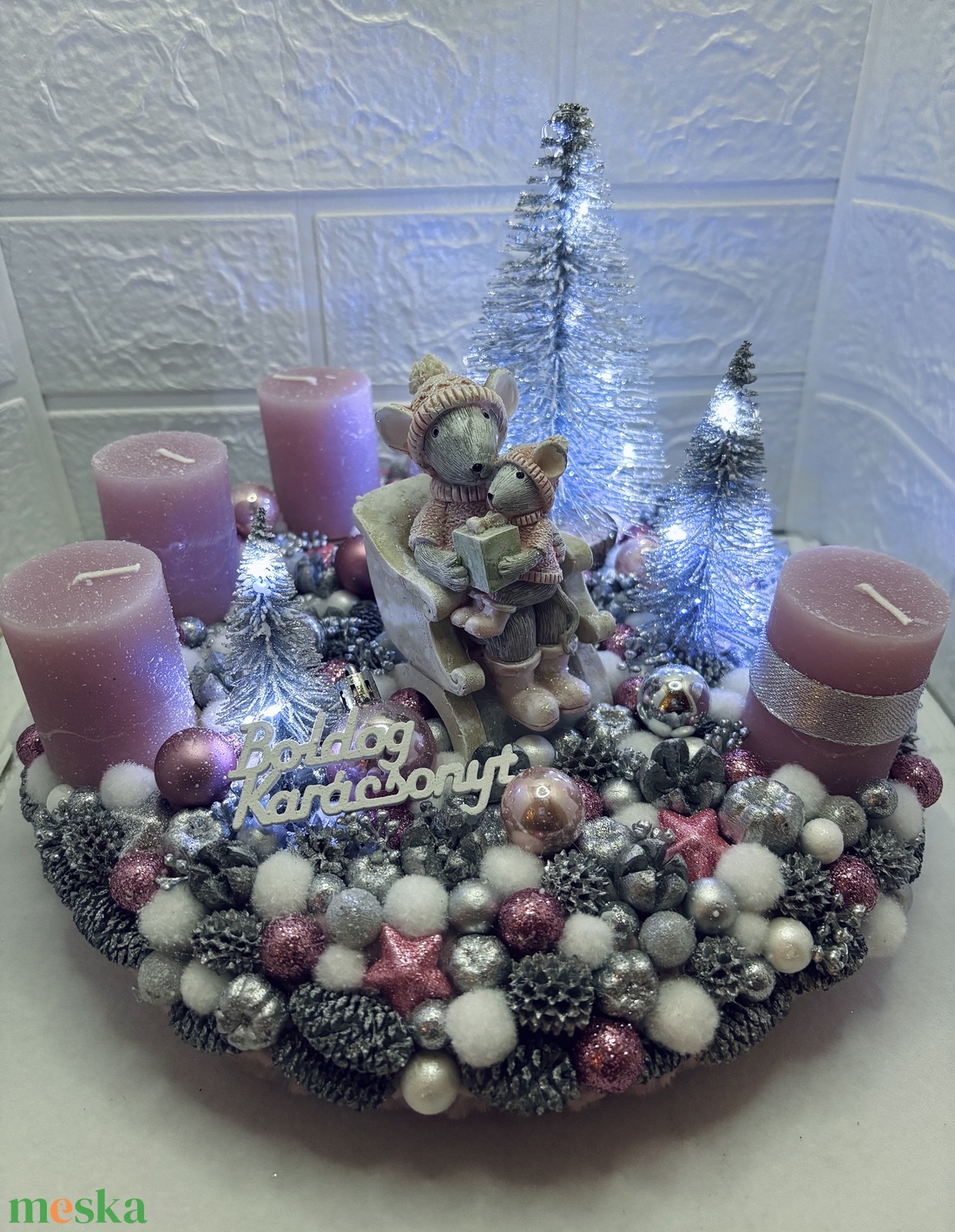 Világítós adventi koszorú - karácsony - adventi díszek - adventi koszorú - Meska.hu