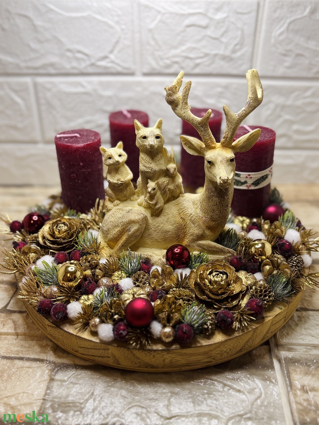Erdei adventi asztaldísz - karácsony - adventi díszek - adventi koszorú - Meska.hu
