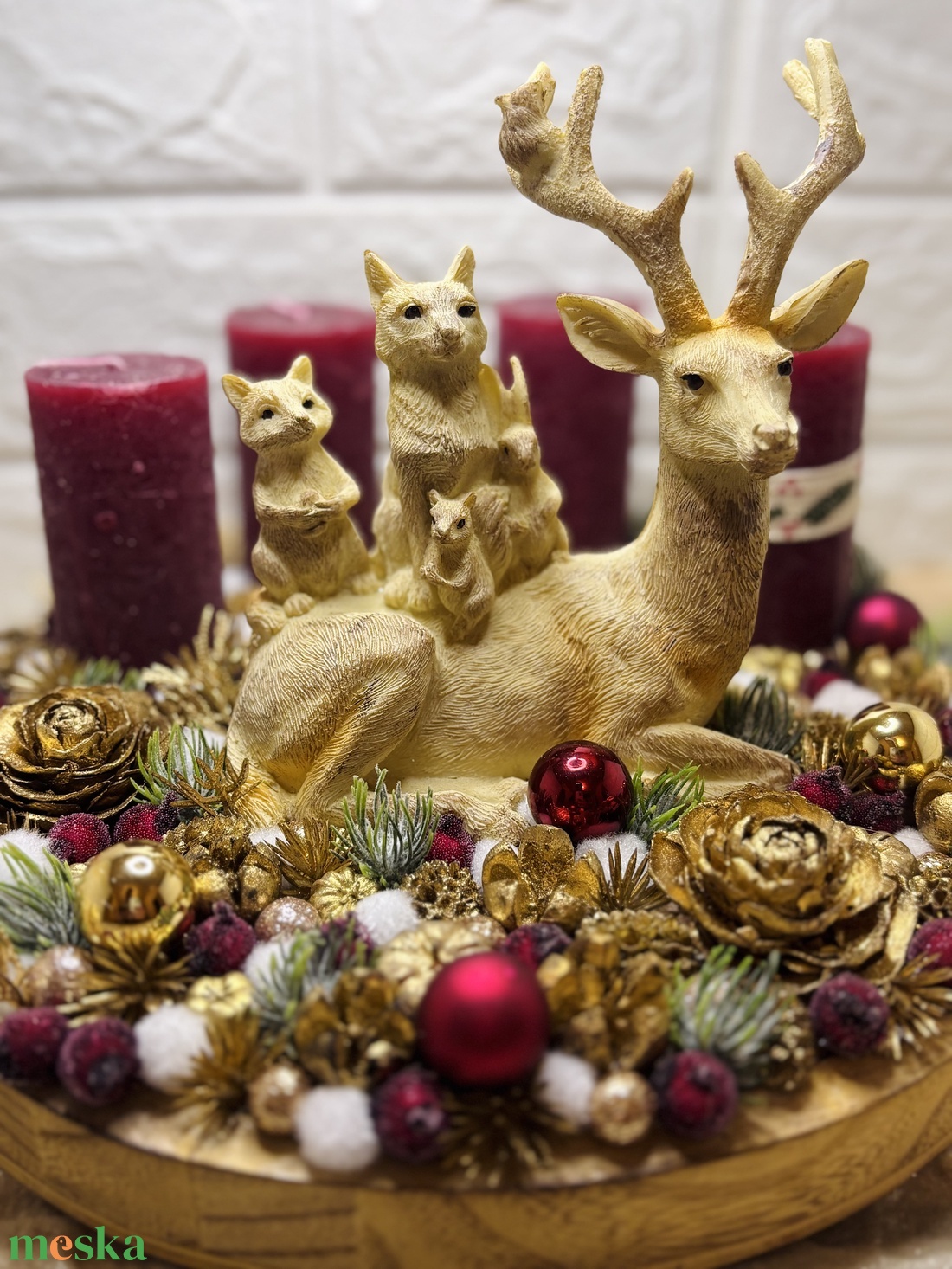 Erdei adventi asztaldísz - karácsony - adventi díszek - adventi koszorú - Meska.hu