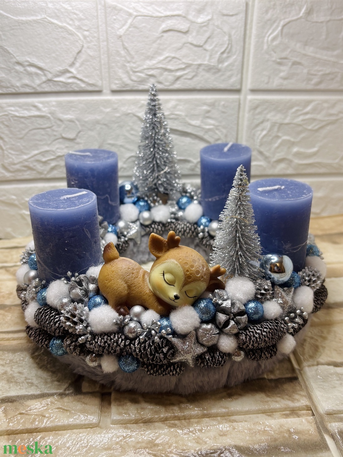 Világítós, őzikés adventi koszorú  - karácsony - adventi díszek - adventi koszorú - Meska.hu