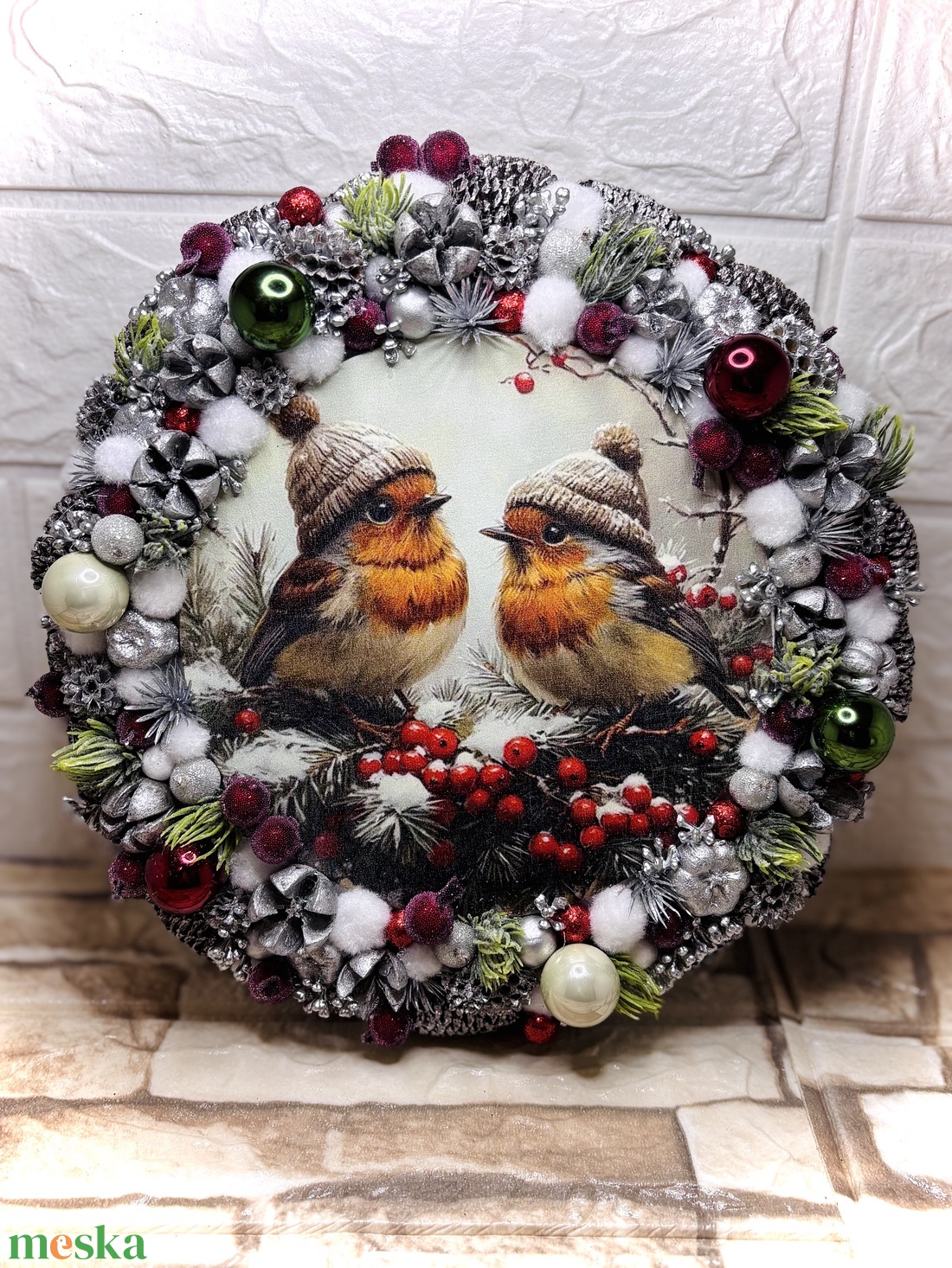 Gyönyörű madárkás ajtódísz - karácsony - adventi díszek - adventi ajtódísz - Meska.hu