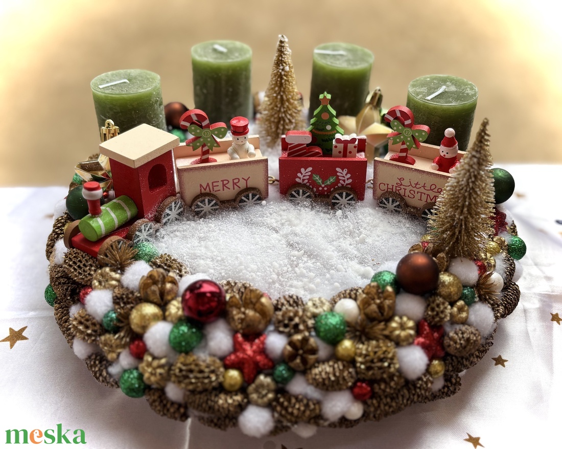 Vonatos adventi koszorú - karácsony - adventi díszek - adventi koszorú - Meska.hu