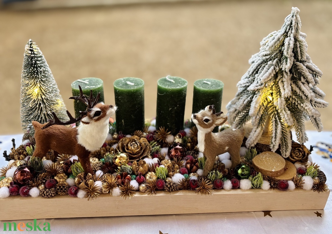 Erdei világítós adventi asztaldísz - karácsony - adventi díszek - adventi koszorú - Meska.hu