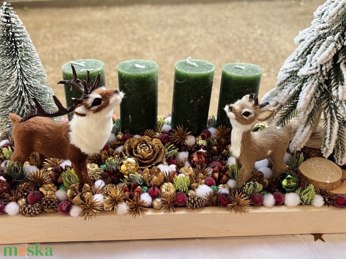 Erdei világítós adventi asztaldísz - karácsony - adventi díszek - adventi koszorú - Meska.hu