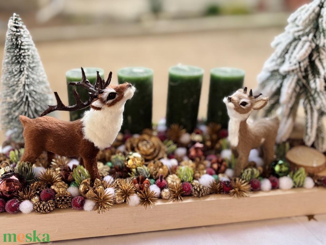 Erdei világítós adventi asztaldísz - karácsony - adventi díszek - adventi koszorú - Meska.hu
